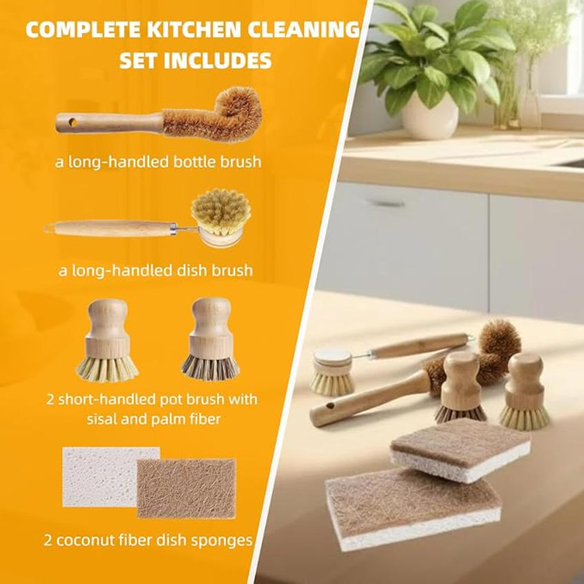 Juego de 6 Cepillos para Plato - Substrate Coconut Fiber reseña y precio
